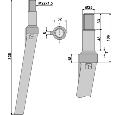 Dent herse 338 mm ROTORLAND KSE5495002 adaptable 