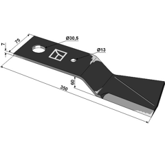 Fléau droit pour broyeur 350x75mm  MAJOR 9GTB/C adaptable - Blacksteel©