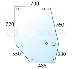 Vitre de porte gauche de machine agricole CASE IH 1330931C2 adaptable