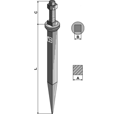 Dent de herse conique au bore 225 mm adaptable - Blacksteel©