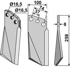 Fräsmesser - rechts KUH03R Kuhn Nachbau