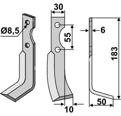 Fräsmesser Rechts 183 x 30 Carraro Antonio Nachbau