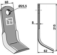 Fléau 215 mm pour broyeur DESVOYS adaptable