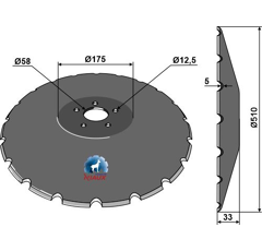 Disque crénelé Ø 510mm DOMETAL 02KIE1 adaptable BlackSteel©