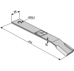 Schlegelmesser rechts 470 x 80 x 10 mm für Mulcher HUMUS 303051 - Nachbau