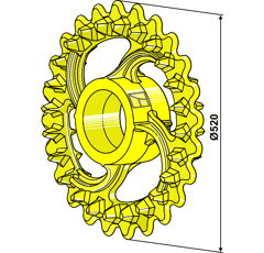 Rueda crosskill Ø 520 mm para rodillo VÄDERSTAD 101112 adaptable