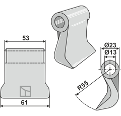 Marteau pour broyeur DÜCKER 945000902 adaptable