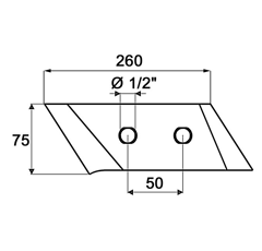 Pointe réversible droite pour charrue GREGOIRE ET BESSON 173316 adaptable