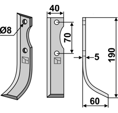 Lame droite pour Fraise/Rotavator GUTBROD 071.73.120 adaptable - Blacksteel©