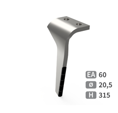 Dent de herse rotative Gauche avec 5 plaquettes carbure VICON FE7U00034 adaptable