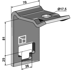 Halter für Gedrehte Schwergrubberstiele 25x25 - 80x80