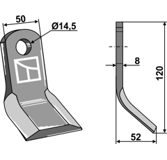 Couteau-Y pour broyeur 120x50mm BAGODI adaptable - Blacksteel©