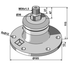 Palier 6 trous pour déchaumeur MASCHIO GASPARDO R18127301R adaptable - BlackSteel©