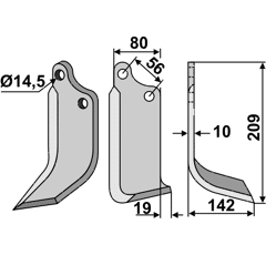Fräsmesser Rechts 209 x 80 Maschio Nachbau
