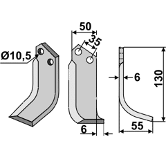 Fräsmesser Rechts 130 x 50 Breviglieri Nachbau
