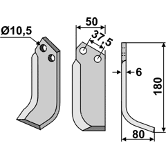 Fräsmesser Rechts 180 x 50 Brumital-Agris Nachbau