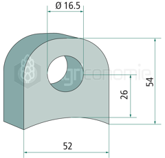 Bride de fixation 52 x 54 x 26 mm pour broyeur adaptable