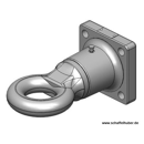 Ringzugöse, Ø 76 mm  120x120 mm, 4-Loch,NATO, drehbar, Schwarz     