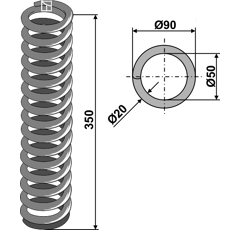 Ressort de pression 90 x 350 mm adaptable
