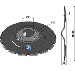 Säscheibe gezahnt Ø410x5 mm für Sägerät VÄDERSTAD 156660 Nachbau  