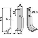 Fräsmesser Links 170 x 25 Bertolini, Nibbi Bruno Nachbau