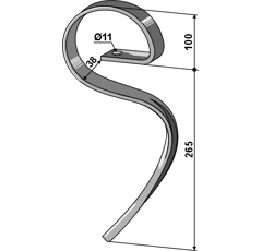 Dent courbée 365 mm pour cultivateur GARD adaptable