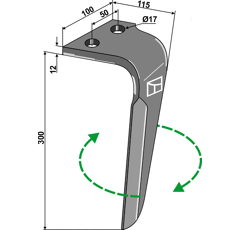 Dent droite pour herse rotative RAU 0058898 adaptable 