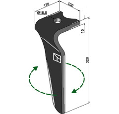Dent droite pour herse rotative KVERNELAND MA46010151 adaptable - Blacksteel©