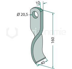 Couteau pour broyeur 160x40mm BRUNI 191300108 adaptable 