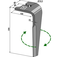 Dent droite pour herse rotative AGRAM adaptable - Blacksteel©