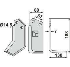 Lame droite pour Fraise/Rotavator KRONE 362730 adaptable - Blacksteel©