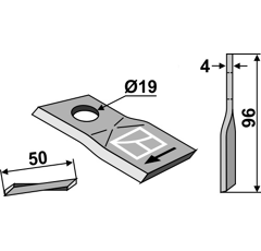 Couteau rotatif droit pour faucheuse KRONE 146691.1 adaptable - Blacksteel©