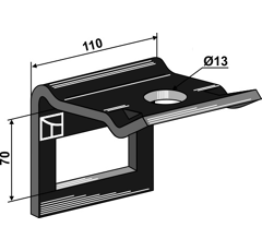 Halter für Zinken 32x10 - 40x40 - Bohrung 13 - 0.275 kg