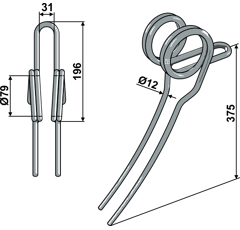 Peigne 375 mm pour semoir KVERNELAND A150277700 adaptable - Blacksteel©