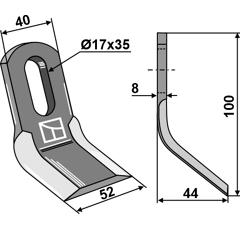 Couteau-Y pour broyeur 100x40mm FERRI adaptable - Blacksteel©