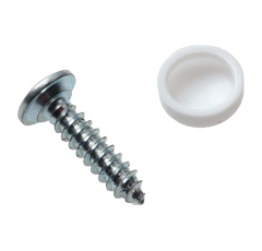 Kennzeichenblechschraube 4,8x19 mit weißer PVC-Kappe - 100 Stk.