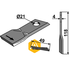 Couteau gauche pour faucheuse PÖTTINGER 434975 adaptable - Blacksteel©