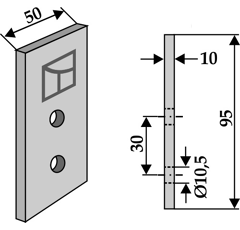 Hoja 95 x 50 x 10 mm para zanjadora rotativa DONDI adaptable