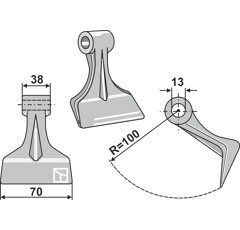 Marteau pour broyeur 70x38mm SEPPI Adaptable Blacksteel©