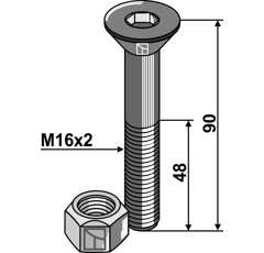 Senkschraube M16x2 10.9 für Mulcher Röll - Nachbau