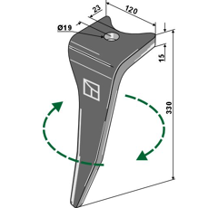 Diente AMAZONE CULTIMIX derecho adaptable reeforzado ""gama larga duración"" 6574300 - BlackSteel©