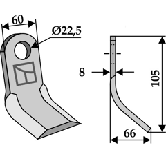 Couteau-Y pour broyeur 105x60mm SICMA adaptable - Blacksteel©