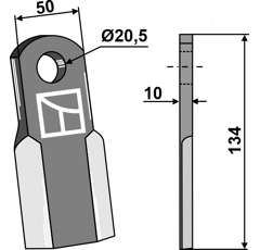 Couteau droit pour broyeur TEHNOS 000694 adaptable - Blacksteel©