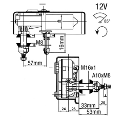 Motor limpiaparabrisas 85° para cargador telescópico MERLO 045718 adaptable