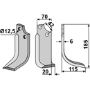 Fräsmesser Rechts 185 x 70 Sicma Nachbau