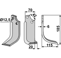 Fräsmesser Rechts 185 x 70 Sicma Nachbau