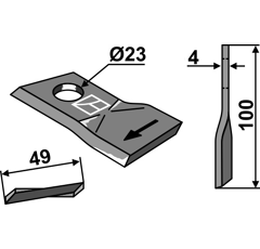 Couteau rotatif droit pour faucheuse MORTL T684-R adaptable - Blacksteel©