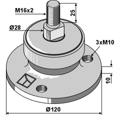 Lager mit Gewinde M16 Ø 80 - 120 mm – Nachbau  