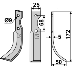 Fräsmesser 172x25mm, rechts - 532 - 500160 | Pasquali - Nachbau