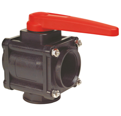 Vanne manuelle 3 voies verticales sphère plastique - ARAG